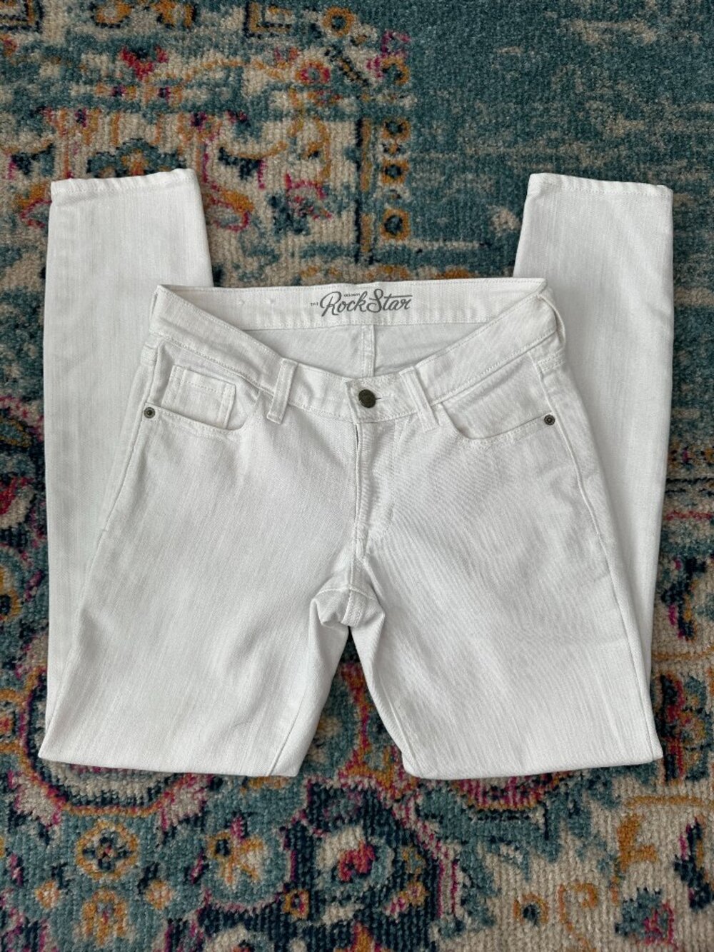 Old Navy Rockstar Skinny Jeans Size 6 White Stretch Denim